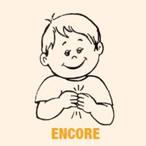 un bébé et le mot encore.
La configuration proposée est différente du signe encore